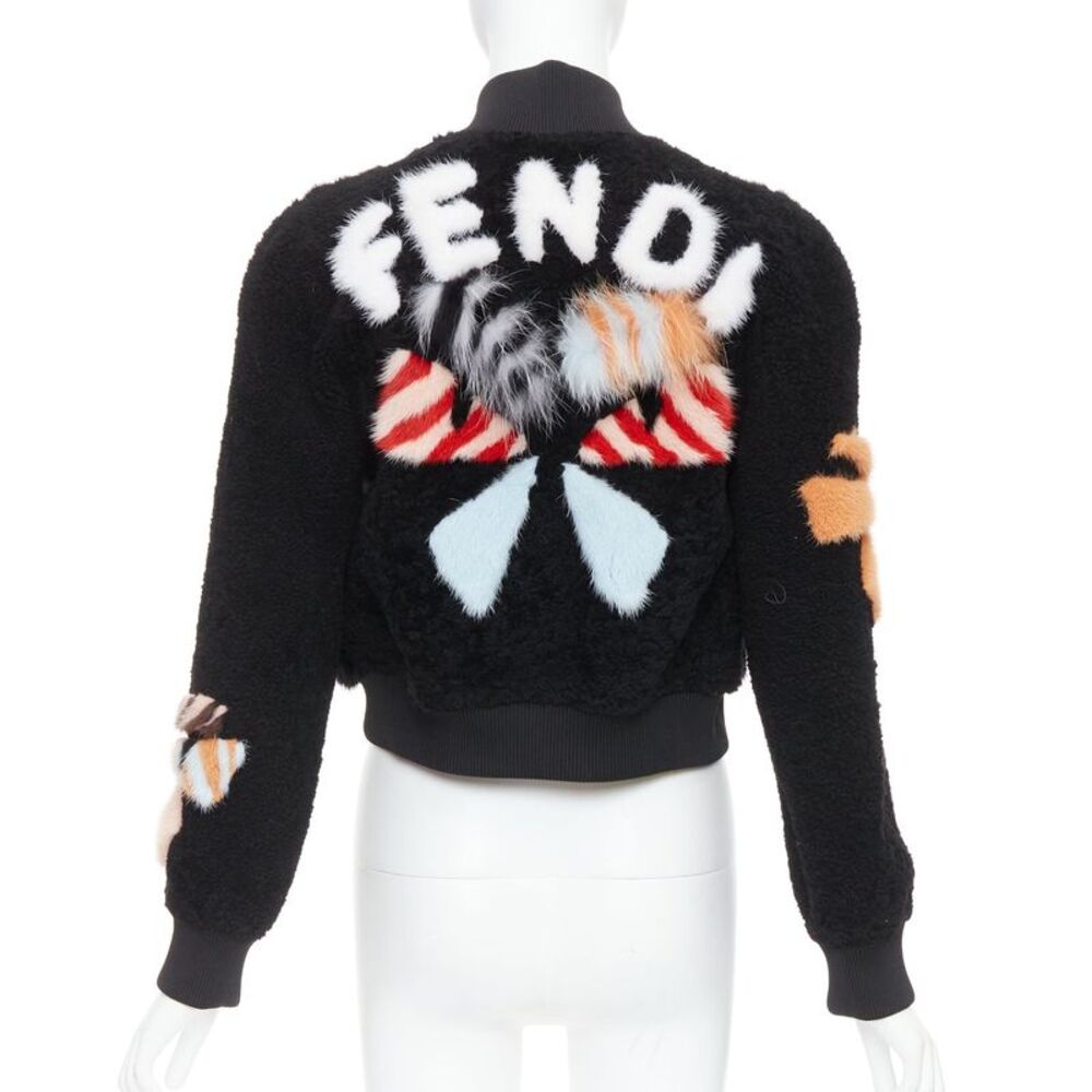 Fendi Floral Fur Leather Bomber Jacket